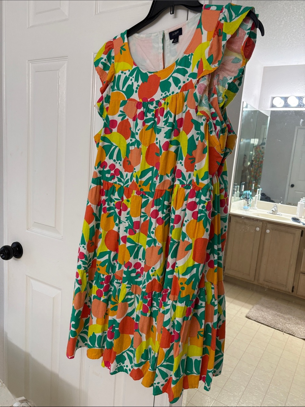 J. Crew Multicolor Floral Mini Dress in Orange, Green & Pink